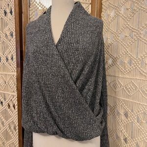 Anthropologie Akemi + Kin Charcoal Wrap Sweater